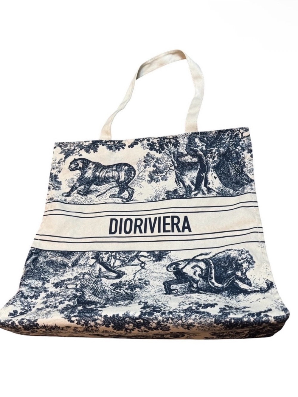 Dior Riviera Navy and Cream Canvas Tote nwot